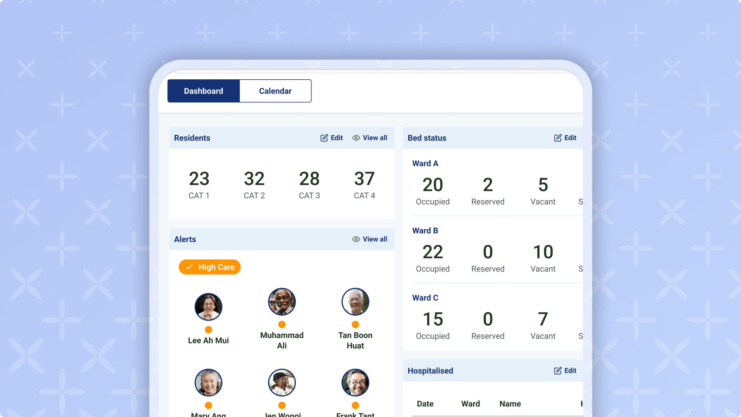 Residential Care platform screenshot